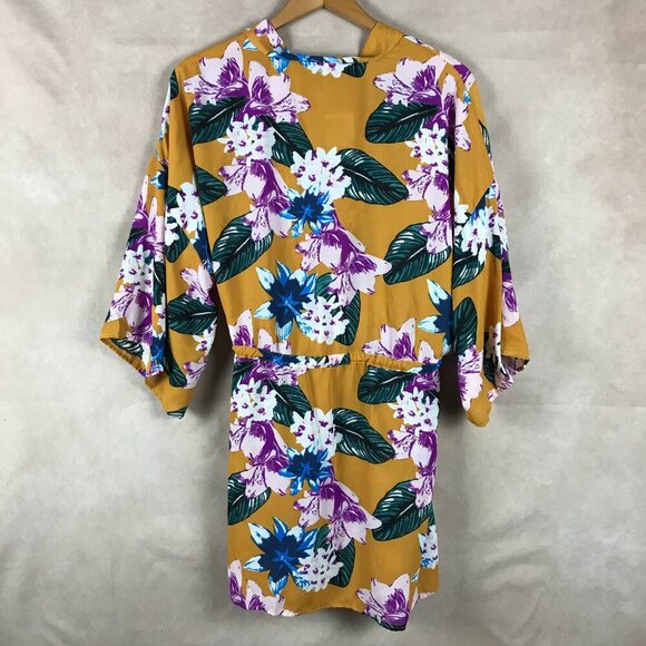 Say What Women's Floral Kimono, Gold Floral NWT MEDIUM - Picture 10 of 10
